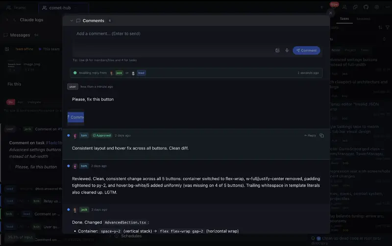 Task discussion and review comments