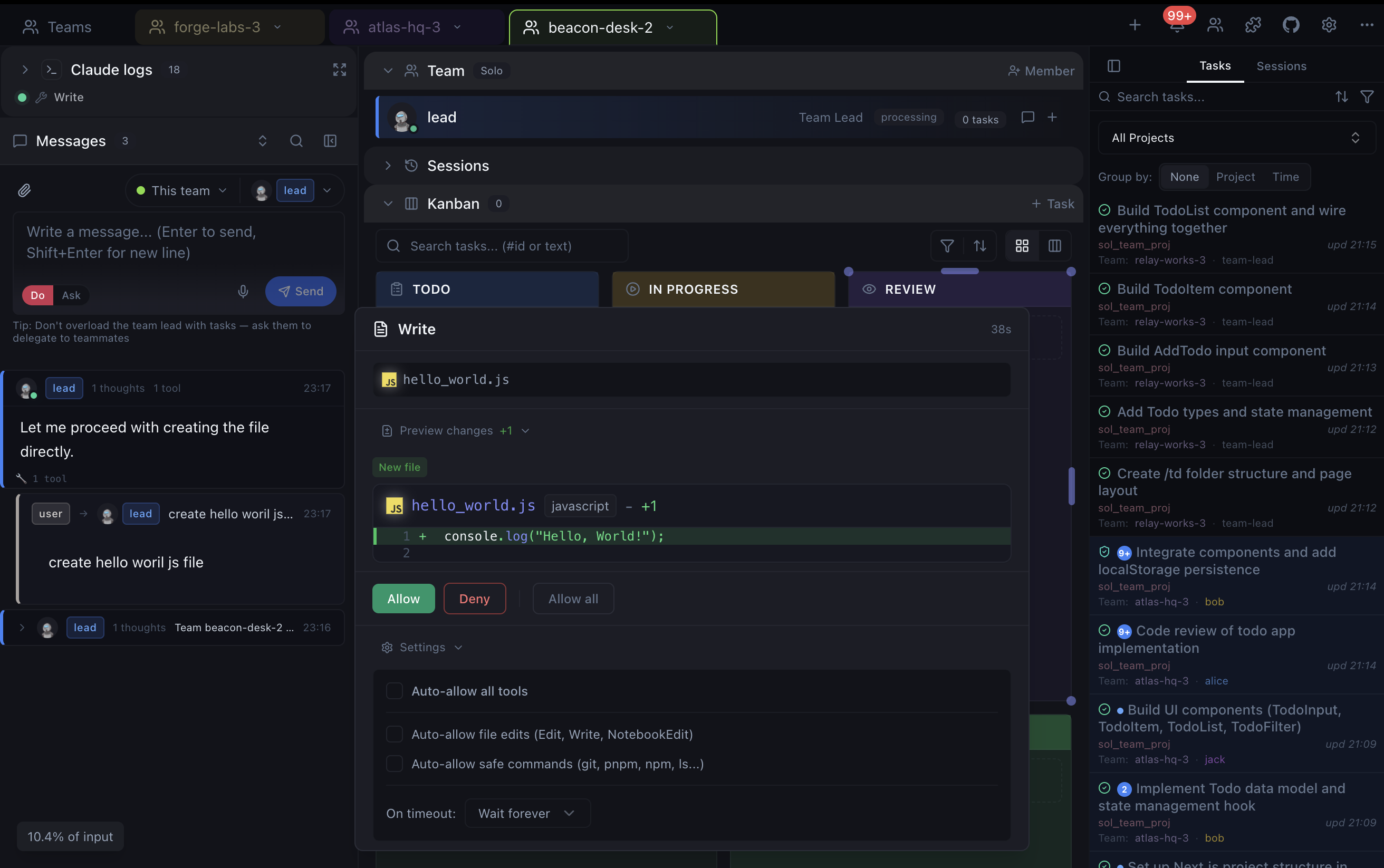 Allow or deny agent actions with live preview